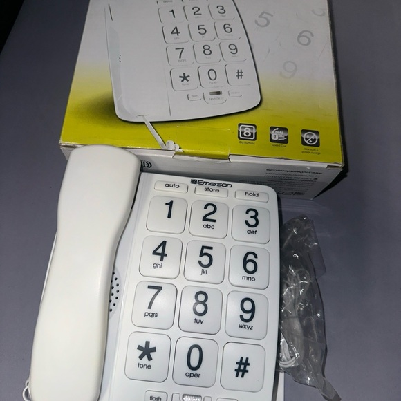 NEW Emerson Big Button Corded Phone Speaker EM300 Senior Citizen Vision Impaired - Picture 2 of 6